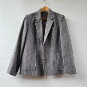 Jonathan Richard Vintage Gray Wool Women's Large Blazer Tan Academia Preppy